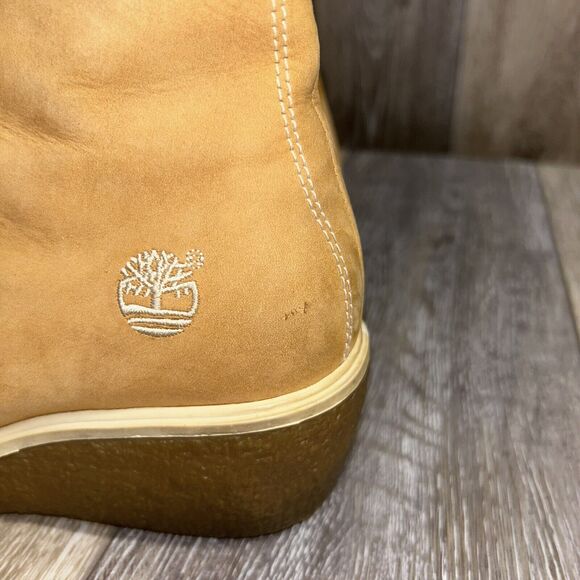 Timberland Camel Tan Nubuck Leather Wedge Zip Ankle Boots 37356 Womens US Size 8 - Picture 8 of 14